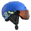 Salomon Grom Visor Skihjelm Til Børn - Pop Blue Mat/universal -Scott Salgsbutik salomon junior skihjelm pop